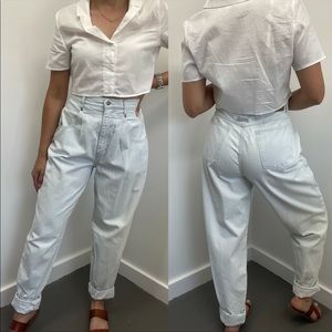 Vintage Brittania High Rise Striped Light Wash Tapered Mom Jeans Size 6